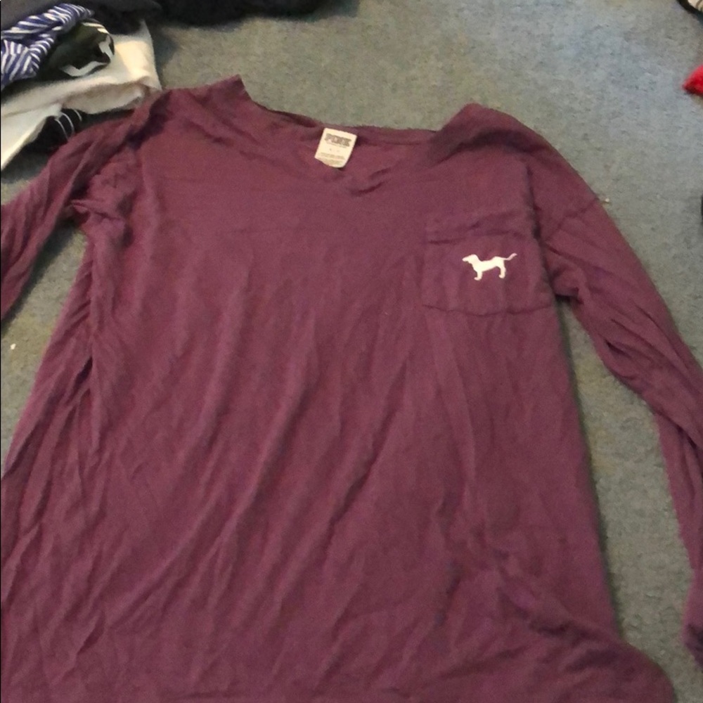 pink v neck long sleeve shirt (will iron)
